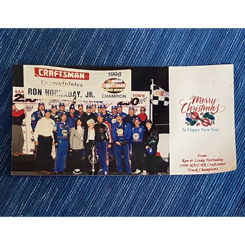 Vintage 1998 Nascar Christmas Card Photo Ron Hornaday Jr Craftsman Truck Rare